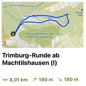 Trimburg Runde ab Machtilshausen (I), 8,1 km